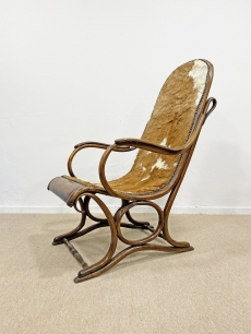 Antik Thonet pihenőszék marhabőrrel