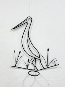 Retro, vas gólya falikép, virágtartó