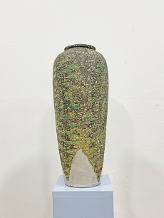 Retro kerámia padlóváza világos zöld színben