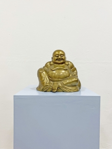 Vintage réz nevető Buddha szobor