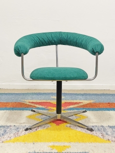 Króm csővázas design karosszék, méregzöld színben