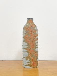 Különleges retro kerámia váza keresztben csurgatott mázzal